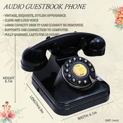 Śluby Uroczystości Telefon Książka gości Jasny dźwięk Vintage Telefon Rejestrator głosu Design przycisku