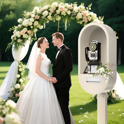 Premium metalowy budka telefoniczna ślubna z systemem nagrywania książki gościnnej audio/wideo