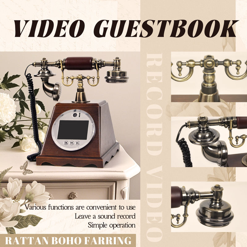 Zindywidualizowany Retro Wedding Audio Video Guestbook ABS Plastic Banquet Party Gość Błogosławieństwo Sign-In Book